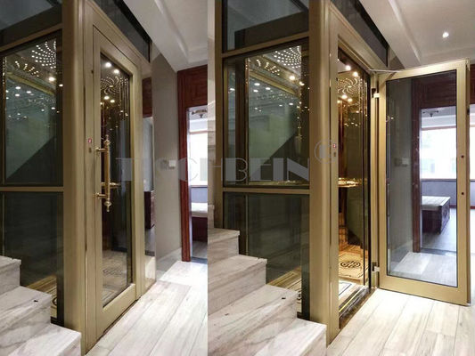 5 Stops Private Office VVVF Drive Modern Home Elevator 300kg-500kg Germany Technique Auto Center Glass Door Opening