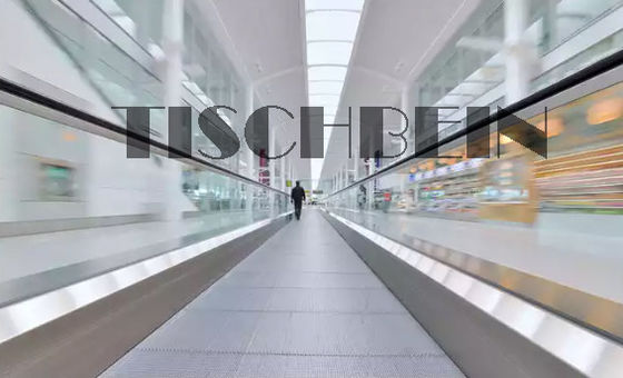 Flat Type 1000mm Tempered Glass Balustrade Panel Moving Walkway 0.5m/s Emergency Stop Button For Shopping Mall
