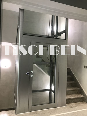 Golden Color Steel Structure Shaft Residential Building Home Elevators 300kg 320kg 400kg 3-5 Stops 0.5m/s Low Noise