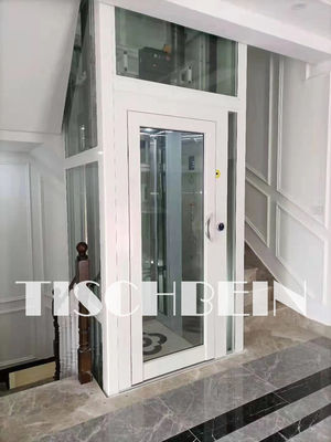 Golden Color Steel Structure Shaft Residential Building Home Elevators 300kg 320kg 400kg 3-5 Stops 0.5m/s Low Noise