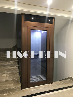 VVVF Drive EN115 Marble Floor Low Pit Home Lift Elevator 1.0m/s 0.5m/s 300kg -450kg Steel Structure Hoistway Glass Cabin